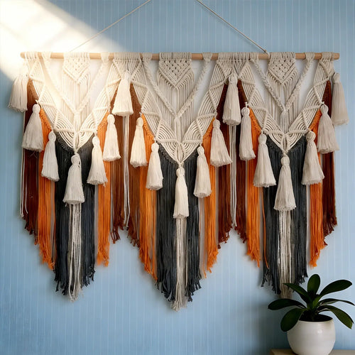 Brown coffee color Bohemian Handwoven Tassel Tapestry