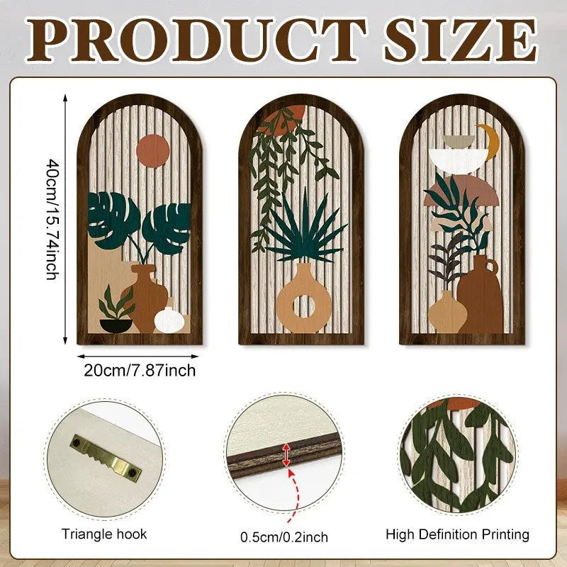 E - Wooden openwork Wall Decor Art Trio