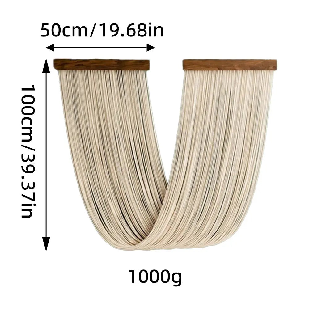 Beige Handmade Tapestry with Wood Frame 