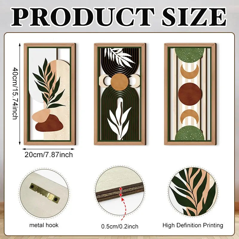Nature - Wooden openwork Wall Decor Art Trio