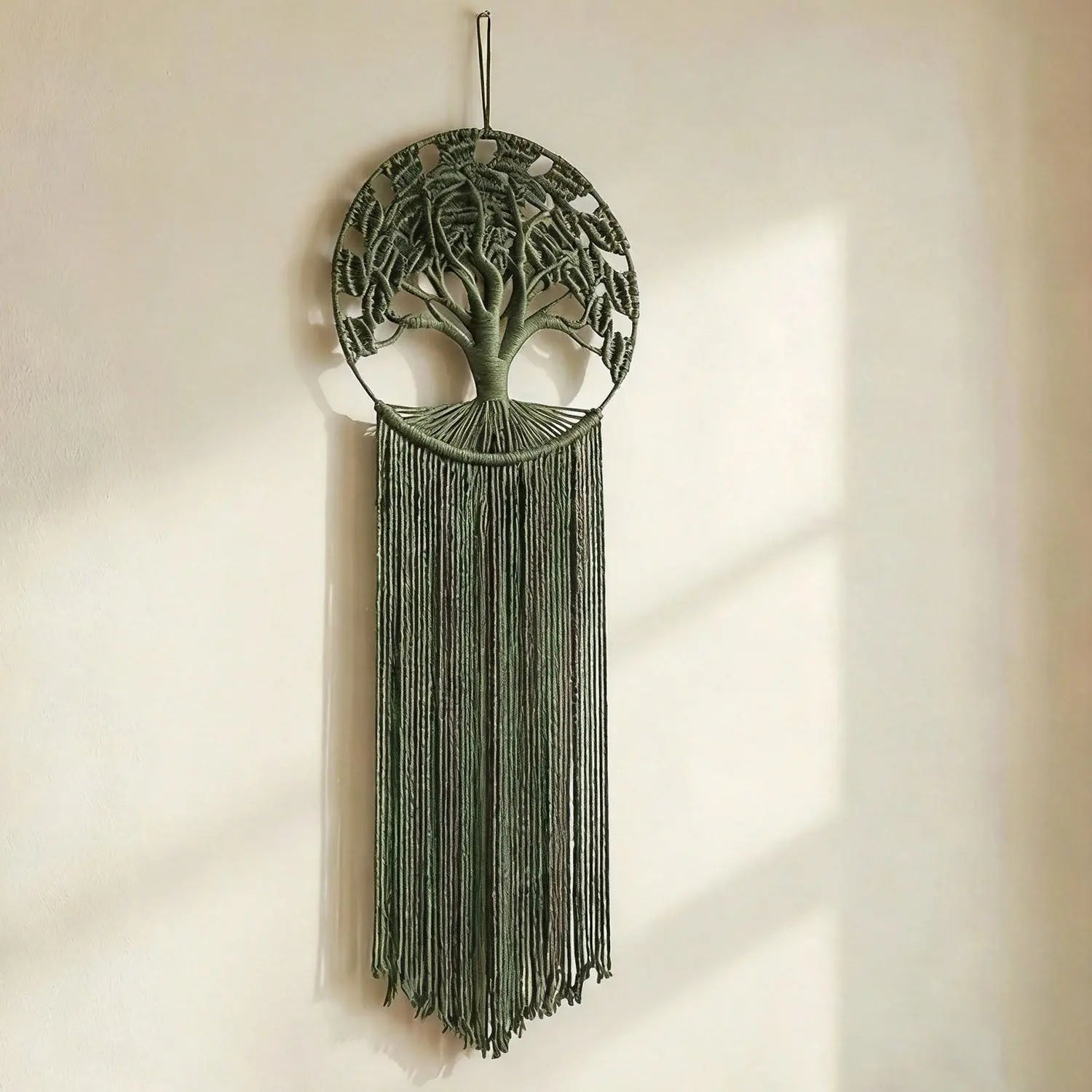 Dark Green Handwoven Tree of Life Wall Hanging