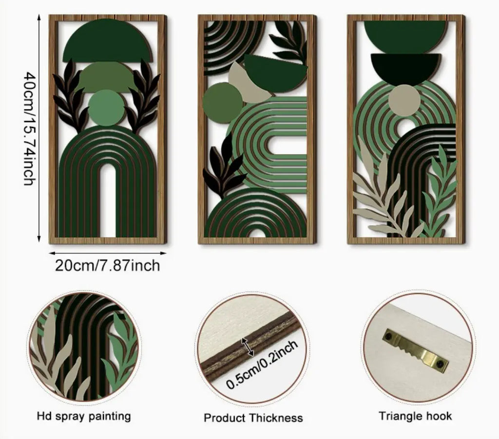 F - Wooden openwork Wall Decor Art Trio
