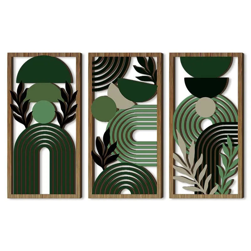 D - Wooden openwork Wall Decor Art Trio