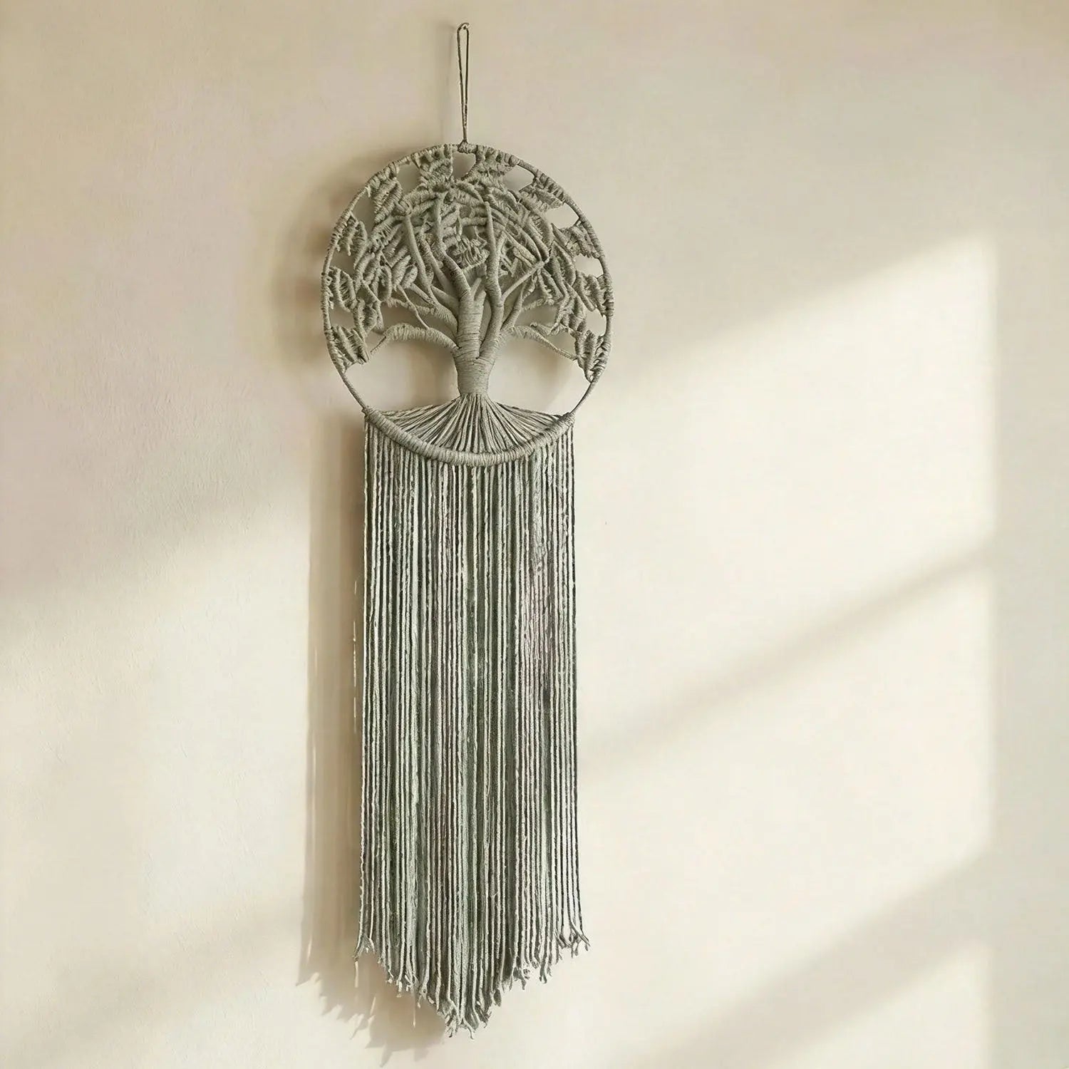 Light Green Handwoven Tree of Life Wall Hanging