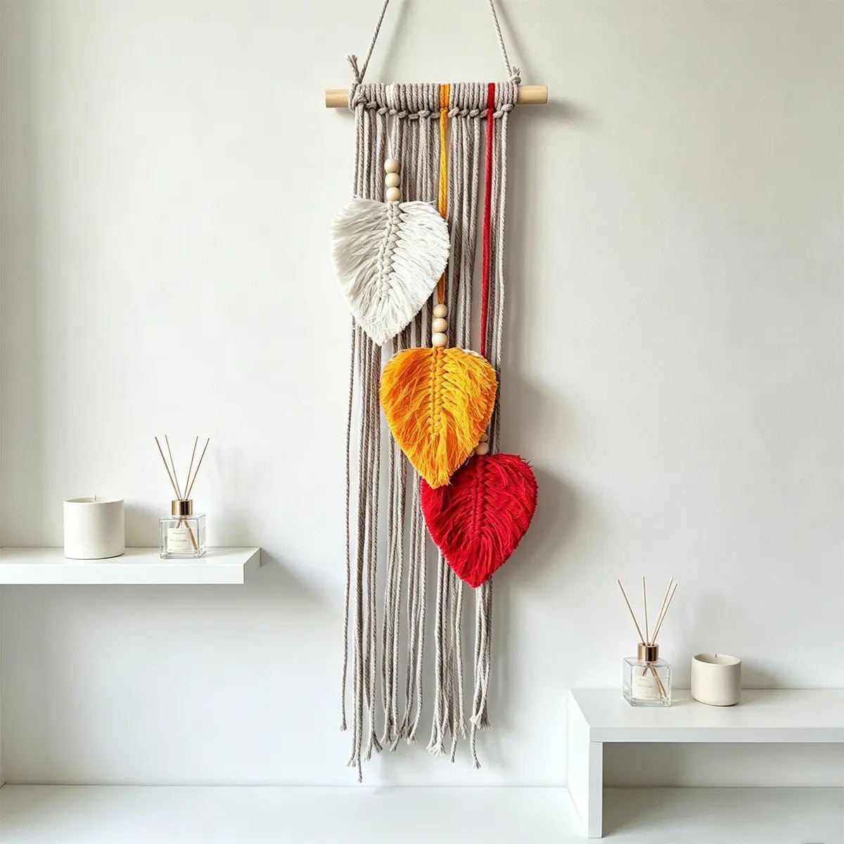 Handmade Rope Leaf Tapestry Wall Hanging, Handmade Cotton Rope Leaf Tapestry with Tassels, Serene Natural Decor for Bedroom, Living Room & Meditation Space - GPZ Dream