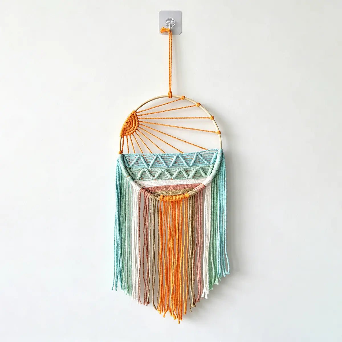 Handmade Tassels Coastal Sunrise to Sunset Wall Hanging – Ins Boho Beach Art Tapestry with Tassels, Handmade Ocean Sunrise, Midday, Sunset Decor - GPZ Dream