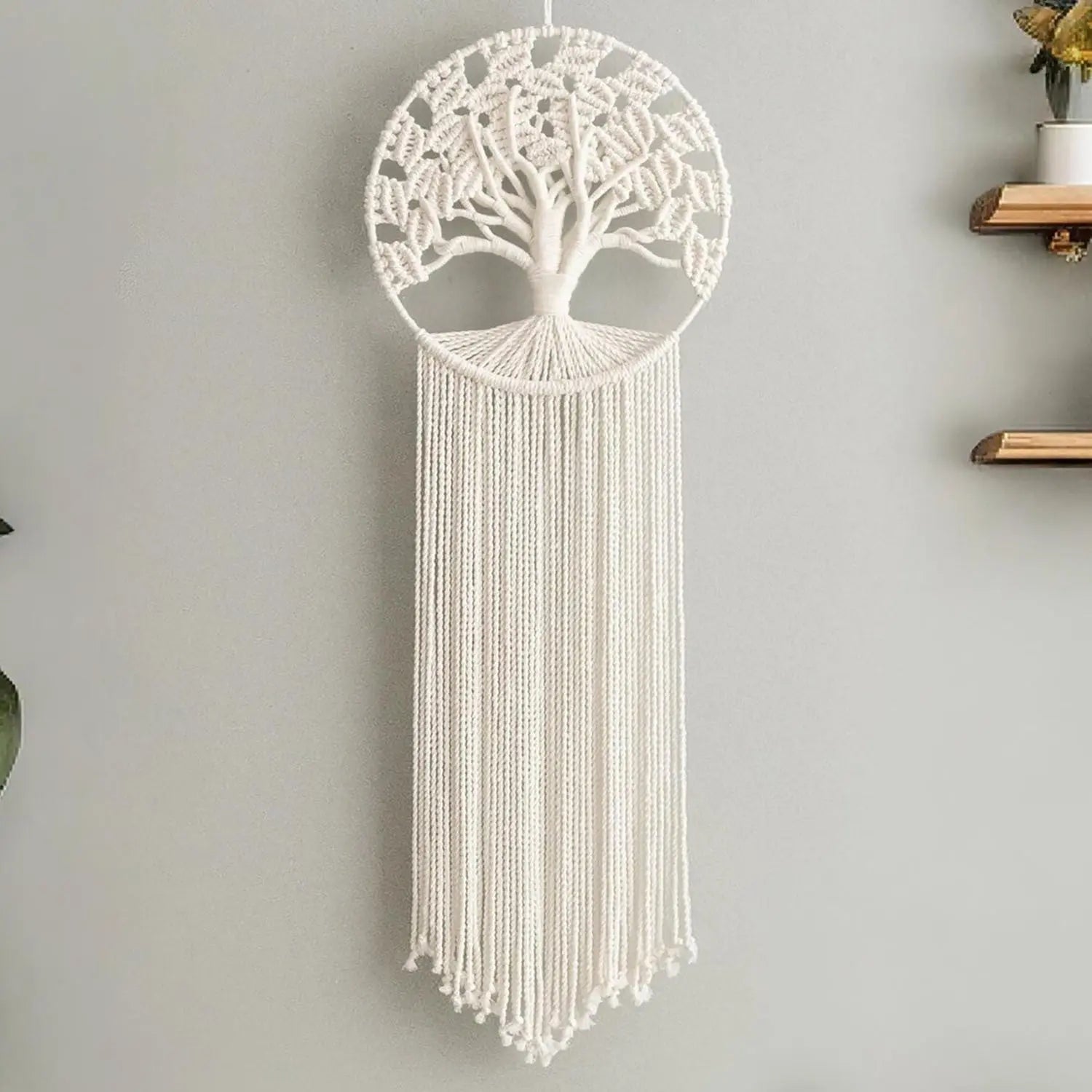 Handwoven Tree of Life Wall Hanging – Boho Macrame Tapestry with Long Fringe, Natural Cotton Cord in Olive & Sage, Mindfulness Meditation & Nursery Decor - GPZ Dream