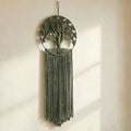 Handwoven Tree of Life Wall Hanging – Boho Macrame Tapestry with Long Fringe, Natural Cotton Cord in Olive & Sage, Mindfulness Meditation & Nursery Decor - GPZ Dream