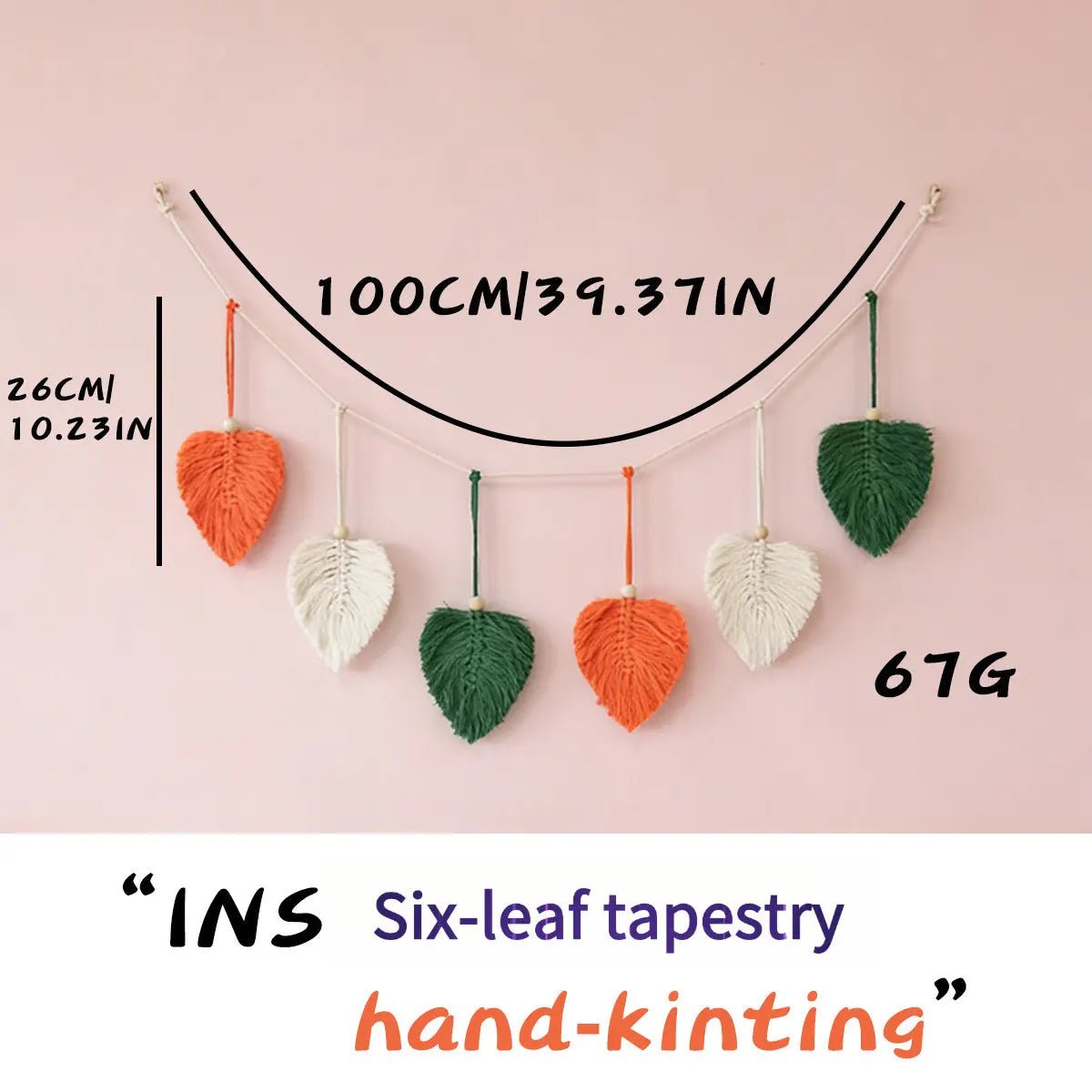 "Whispering Leaves" Hand-Knitted Leaf Garland – Colorful Boho Wall Hanging for Kids Room, Cafe & Cozy Living Spaces, Nature-Inspired Home Decor - GPZ Dream